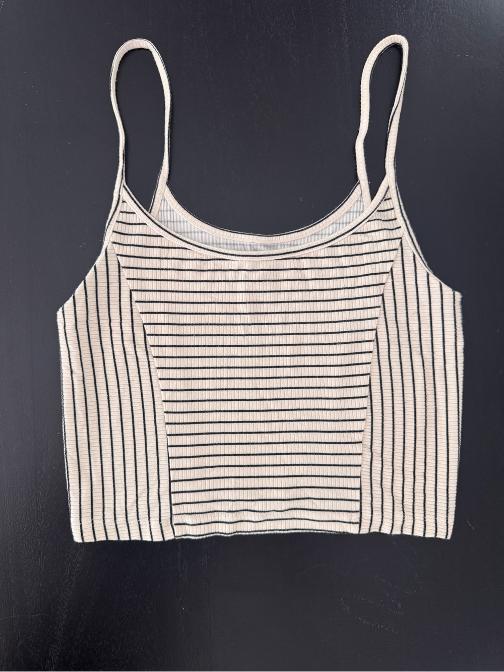 BDG - Urban Outfitters- Striped Ribbed Tank Crop Top in Cream and Black